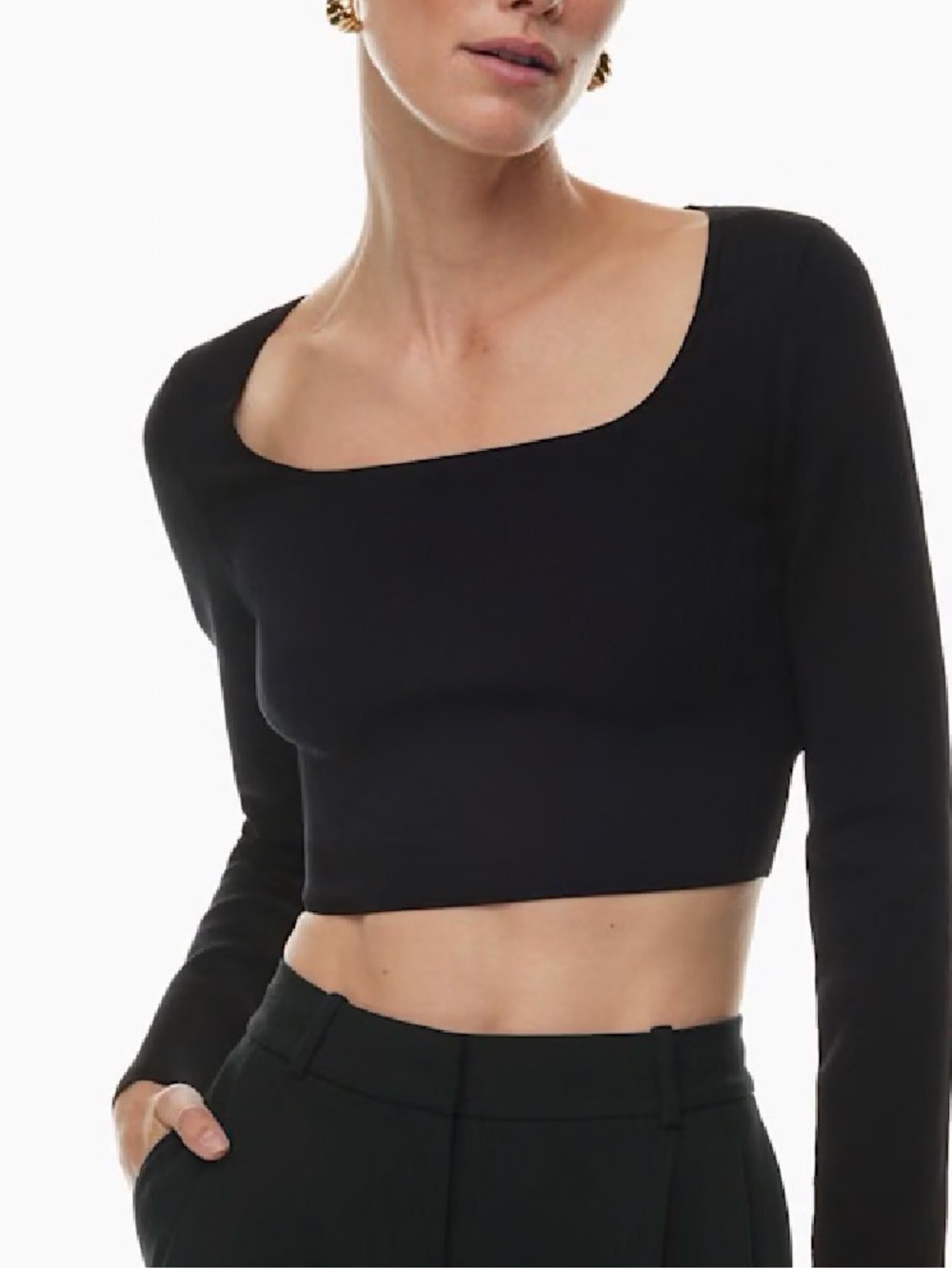 NWOT Aritzia Black  Babaton Sculpt Knit Prominence Longsleeve - Medium